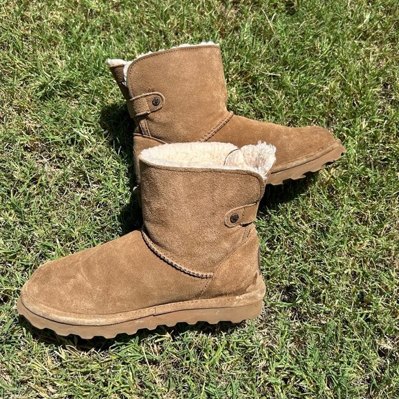 BearPaw Chestnut Suede Ankle Boots with sheepskin footbed Sz-7. R - Picture 14 of 15